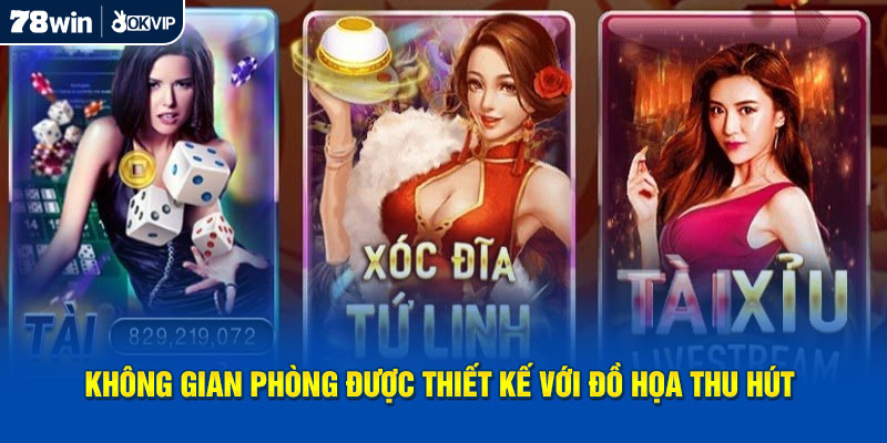 Không gian phòng được thiết kế với đồ họa thu hút